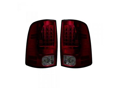 LED Tail Lights; Chrome Housing; Dark Red Smoked Lens (10-18 RAM 2500 w/ Factory Halogen Tail Lights)