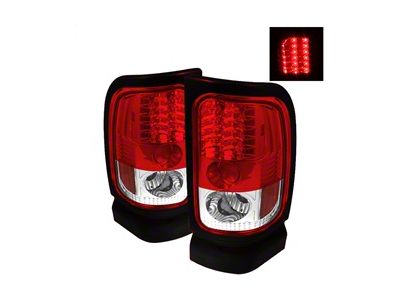 LED Tail Lights; Chrome Housing; Red Clear Lens (94-02 RAM 2500)