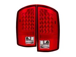 LED Tail Lights; Chrome Housing; Red Clear Lens (07-09 RAM 2500)