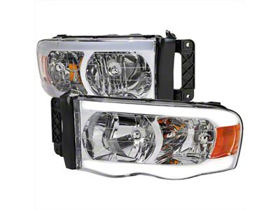 LED Tube Factory Style Headlights; Chrome Housing; Clear Lens (03-05 RAM 2500)