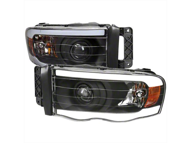 LED Tube Projector Headlights; Matte Black Housing; Clear Lens (03-05 RAM 2500)