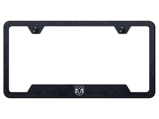 RAM Head Laser Etched Cut-Out License Plate Frame; Rugged Black (Universal; Some Adaptation May Be Required)