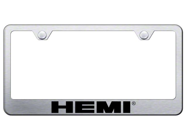 HEMI Stainless Steel License Plate Frame; Laser Etched Brushed (Universal; Some Adaptation May Be Required)