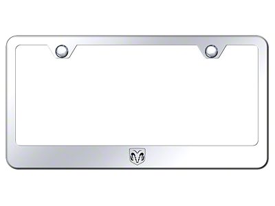 RAM Head Laser Etched License Plate Frame; Mirrored (Universal; Some Adaptation May Be Required)