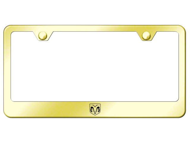 RAM Head Laser Etched Stainless Steel License Plate Frame; Gold (Universal; Some Adaptation May Be Required)