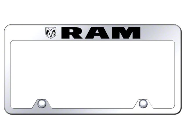 RAM Steel License Plate Frame; Laser Etched Mirrored (Universal; Some Adaptation May Be Required)