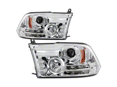 Light Bar DRL Projector Headlights; Chrome Housing; Clear Lens (10-18 RAM 2500 w/ Factory Halogen Non-Projector Headlights)