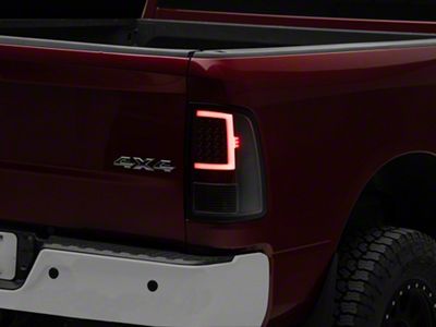 Light Bar LED Tail Lights; Black Housing; Clear Lens (10-18 RAM 2500 w/ Factory Halogen Tail Lights)