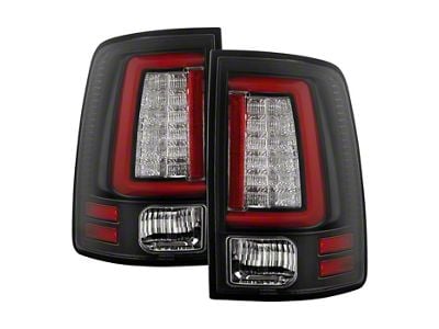 Light Bar LED Tail Lights; Black Housing; Clear Lens (10-18 RAM 2500 w/ Factory Halogen Tail Lights)