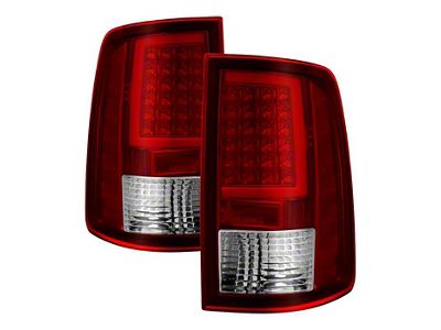 Light Bar LED Tail Lights; Chrome Housing; Red/Clear Lens (10-18 RAM 2500 w/ Factory Halogen Tail Lights)