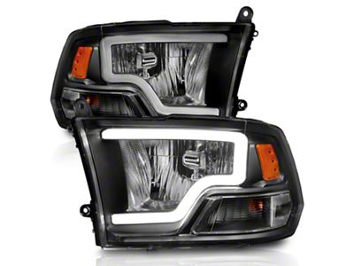 Light Bar Style Crystal Headlights; Black Housing; Clear Lens (10-18 RAM 2500 w/ Factory Halogen Dual Headlights)