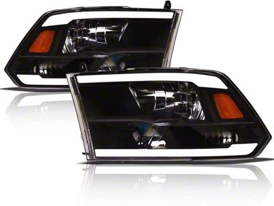 LM Series Headlights; Black Housing; Clear Lens (10-18 RAM 2500 w/ Factory Halogen Non-Projector Headlights)