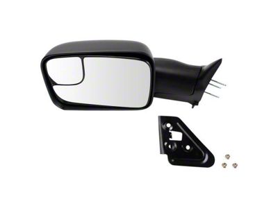 Manual Flip-Up Towing Mirror; Textured Black; Driver Side (94-02 RAM 2500)
