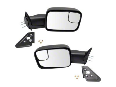 Manual Flip-Up Towing Mirrors with Support Brackets; Textured Black (94-02 RAM 2500)