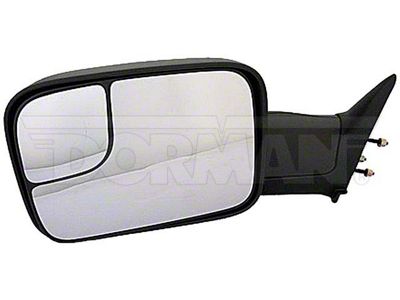 Manual Non-Heated Side Mirror; Driver Side; Black (00-02 RAM 2500 w/ Towing Package)