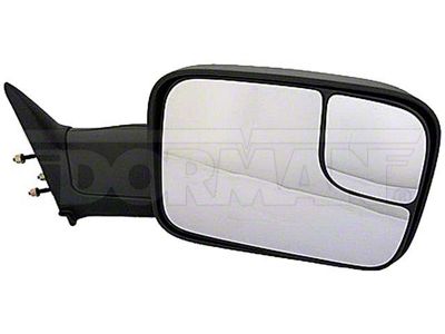 Manual Non-Heated Side Mirror; Passenger Side; Black (00-02 RAM 2500 w/ Towing Package)