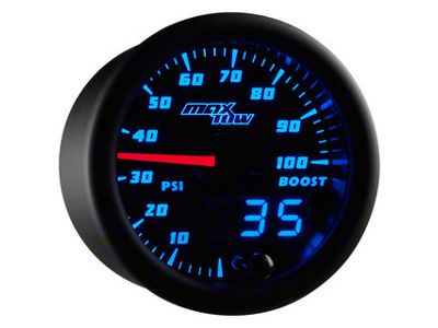 MaxTow 100 PSI Boost Gauge; Black and Blue (Universal; Some Adaptation May Be Required)