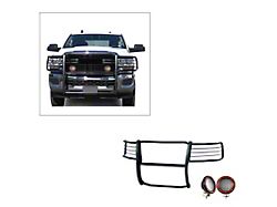 Modular Grille Guard with 5.30-Inch Red Round Flood LED Lights; Black (19-26 RAM 2500)