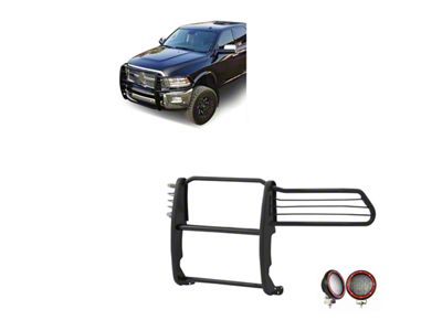 Modular Grille Guard with 5.30-Inch Red Round Flood LED Lights; Black (10-18 RAM 2500)