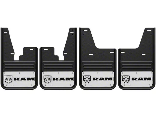 No-Drill Mud Flaps with RAM Horizontal Logo; Front and Rear (10-18 RAM 2500 w/o OE Fender Flares)