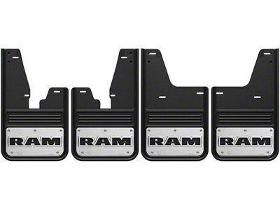 No-Drill Mud Flaps with RAM Text Logo; Front and Rear (10-18 RAM 2500 w/ OE Fender Flares)