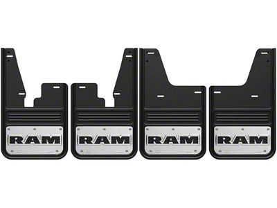 No-Drill Mud Flaps with RAM Text Logo; Front and Rear (10-18 RAM 2500 w/o OE Fender Flares)