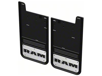 No-Drill Mud Flaps with RAM Text Logo; Rear (19-24 RAM 2500)