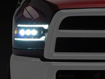 AlphaRex NOVA-Series 5th Gen 2500 G2 Style LED Projector Headlights; Alpha Black Housing; Clear Lens (13-18 RAM 2500 w/ Factory Halogen Projector Headlights)