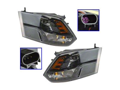 OE Style Quad Headlights; Black Housing; Clear Lens (13-18 RAM 2500 w/ Factory Halogen Quad Headlights)