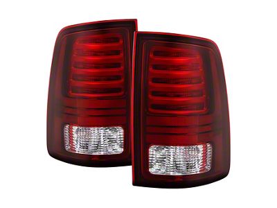 OEM Style LED Style Tail Lights; Chrome Housing; Dark Red Lens (10-18 RAM 2500 w/ Factory Halogen Tail Lights)