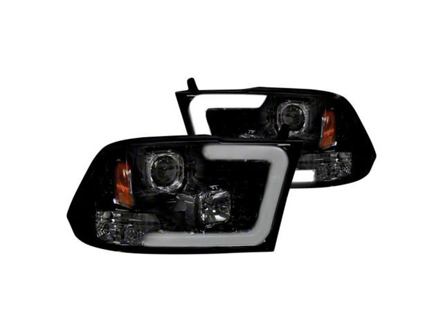 OLED Halo DRL Projector Headlights; Black Housing; Smoked Lens (10-18 RAM 2500 w/ Factory Halogen Non-Projector Headlights)