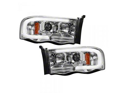 OLED Halo Projector Headlights; Chrome Housing; Clear Lens (03-05 RAM 2500)