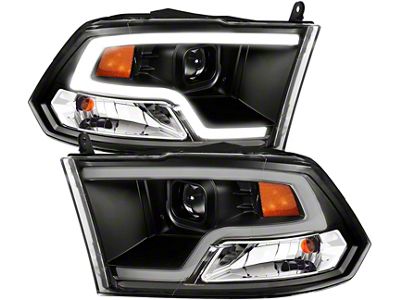 Plank Style Halo Projector Headlights; Black Housing; Clear Lens (10-18 RAM 2500 w/ Factory Halogen Non-Projector Headlights)