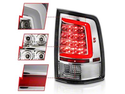 Plank Style LED Tail Lights; Chrome Housing; Clear Lens (10-18 RAM 2500 w/ Factory Halogen Tail Lights)
