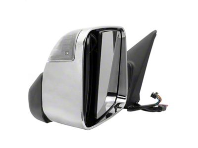 Powered Heated Manual Extended Mirrors with LED Turn Signal; Driver Side; Chrome (10-12 RAM 2500)