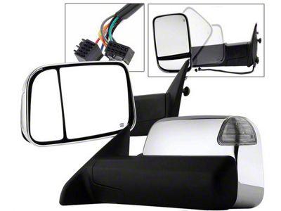 Powered Heated Manual Extended Mirrors with LED Turn Signals; Chrome (10-12 RAM 2500)