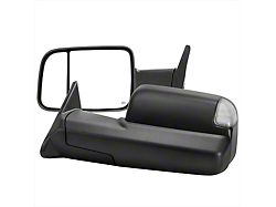 Powered Heated Manual Fold Towing Mirrors with Clear Lens LED Turn Signal; Textured Black (98-02 RAM 2500)