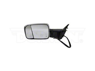 Powered Heated Manual Folding Flip Up Towing Side Mirror with Turn Signal, Puddle Light; Driver Side; Chrome (10-12 RAM 2500 w/ Towing Package)