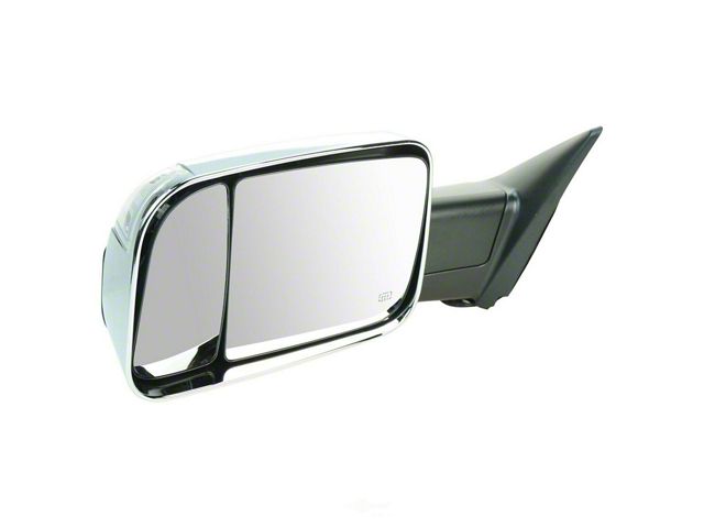 Powered Heated Memory Manual Folding Towing Mirror with Chrome Cap; Driver Side (13-18 RAM 2500)