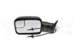 Powered Heated Side Mirror with Bracket; Driver Side; Black (98-02 RAM 2500 w/ Towing Package)