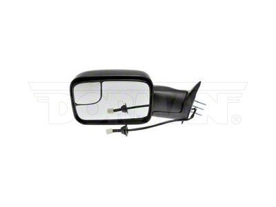 Powered Heated Side Mirror with Bracket; Driver Side; Black (98-02 RAM 2500 w/ Towing Package)