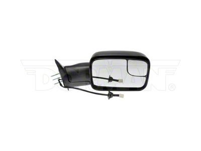 Powered Heated Side Mirror with Bracket; Passenger Side; Black (98-02 RAM 2500 w/ Towing Package)