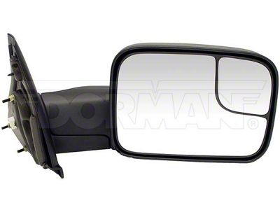 Powered Heated Telescopic Side Mirror without Turn Signal; Passenger Side; Black (03-09 RAM 2500 w/ Towing Package)