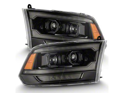 Pro-Series 5th Gen 2500 G2 Style Projector Headlights; Alpha Black Housing; Clear Lens (13-18 RAM 2500 w/ Factory Halogen Projector Headlights)