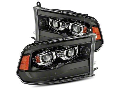 PRO-Series Projector Headlights; Jet Black Housing; Clear Lens (13-18 RAM 2500 w/ Factory Halogen Projector Headlights)