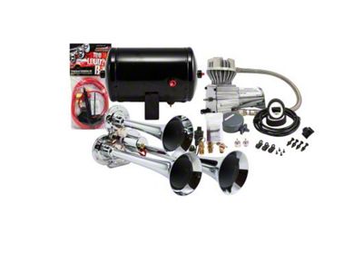 ProBlaster Compact Triple Air Horn System; Chrome (Universal; Some Adaptation May Be Required)