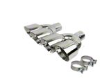 Quad Staggered Slant Cut Exhaust Tips; 4-Inch; Chrome Polished (Fits 2.50-Inch Tailpipe)