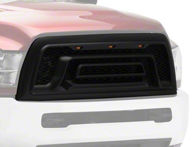 Rebel Style Mesh Upper Replacement Grille with Amber LED Lights; Matte Black (13-18 RAM 2500)