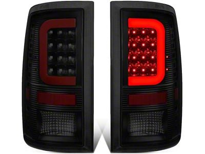 Red C-Bar LED Tail Lights; Black Housing; Smoked Lens (10-18 RAM 2500 w/ Factory Halogen Tail Lights)