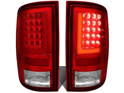 Red L-Bar LED Tail Lights; Chrome Housing; Red Lens (10-18 RAM 2500 w/ Factory Halogen Tail Lights)
